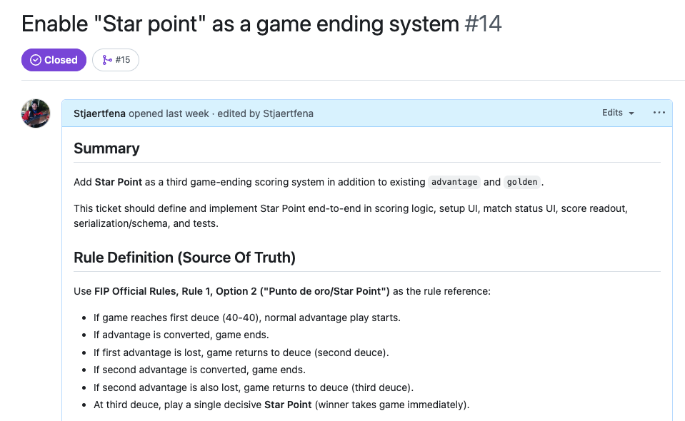 Rewritten issue section summarizing Star Point logic as explicit implementation rules